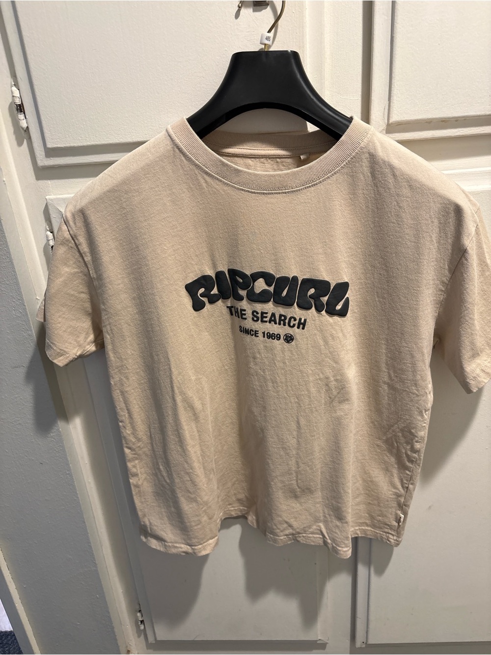 Rip Curl Beige Short Sleeve Tee with Black Logo